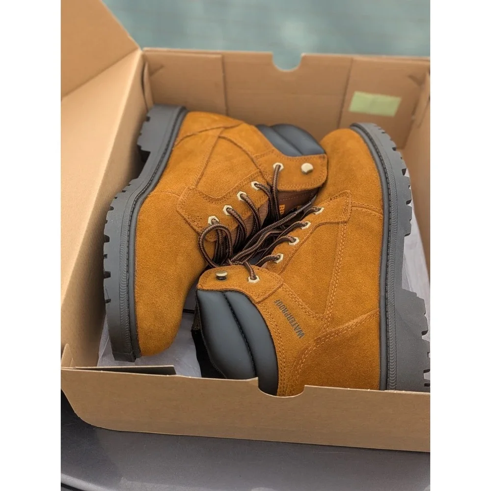 Waterproof Brown Leather Work Boots Mens 10 Wide Lug Sole Brahma Bravo NIB
